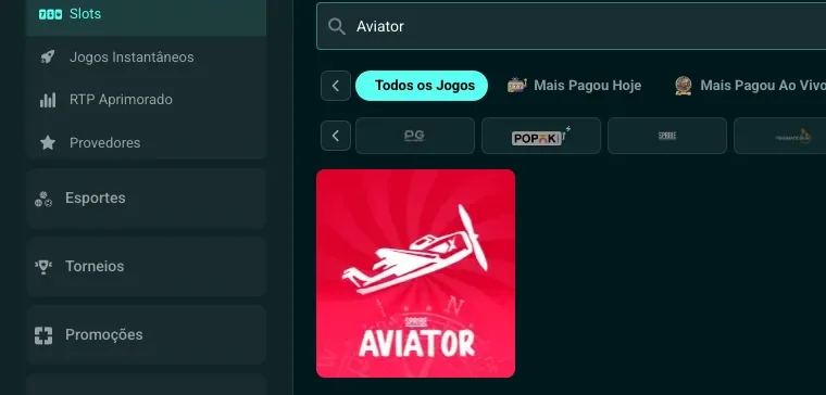 Busca por Aviator no cassino do Betão mostrando o jogo da Spribe como único resultado